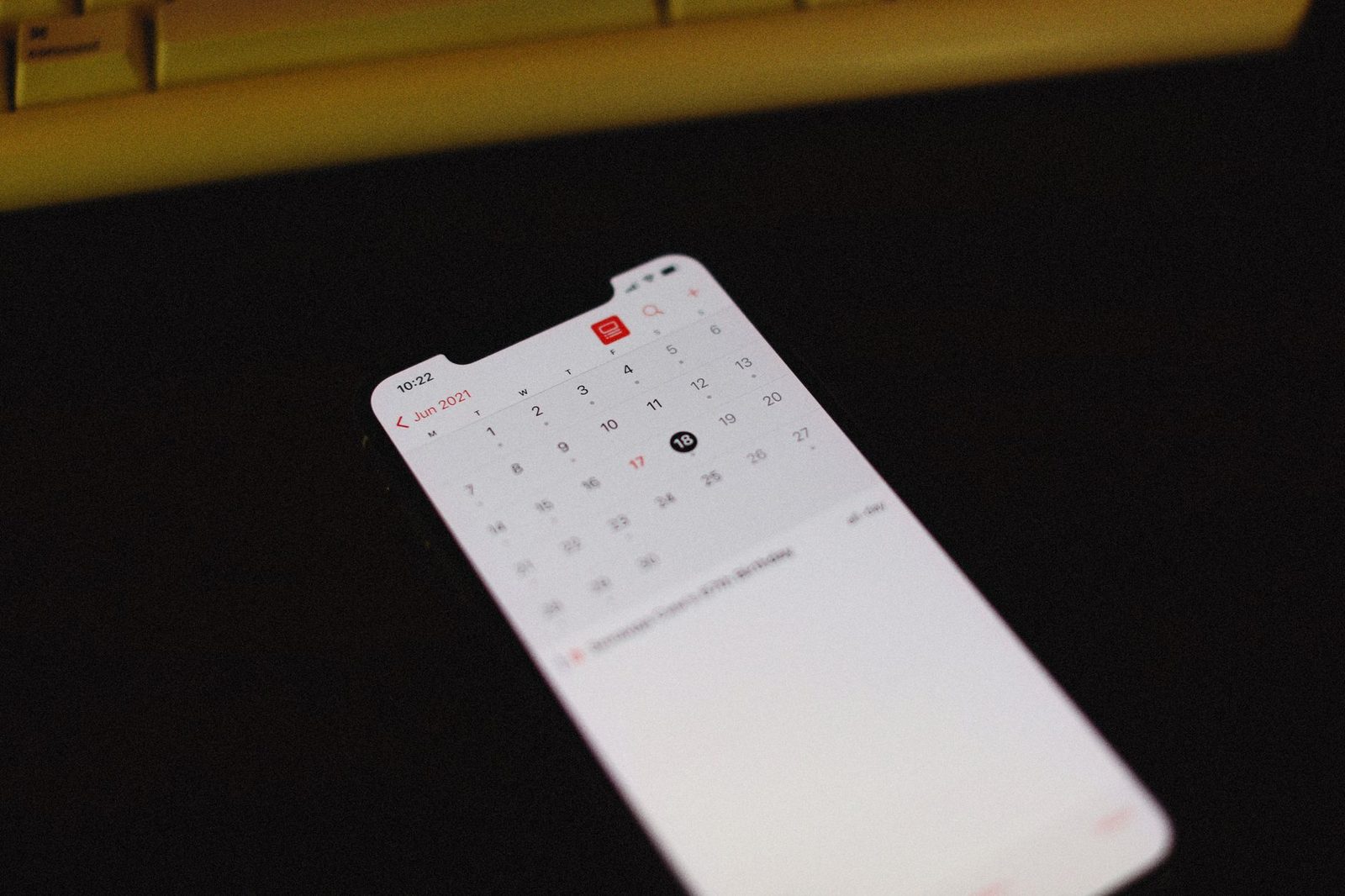 Aplicativo de calendário com agendamento em smartphone